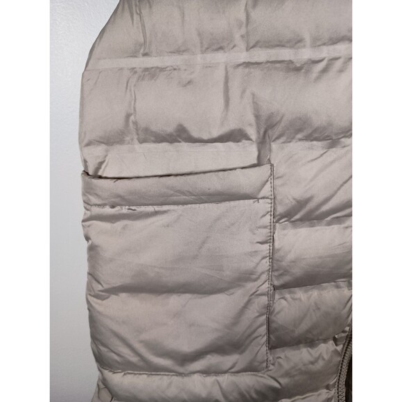 ZARA Tan Hooded Puffer Vest Jacket Full Zip Lined Pockets Women’s Size 11 12 - Picture 5 of 8